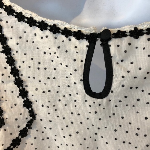 Free People Black & White Polka Dot Blouse Size Small - Picture 3 of 8